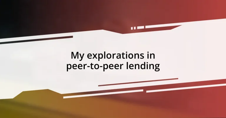 My explorations in peer-to-peer lending