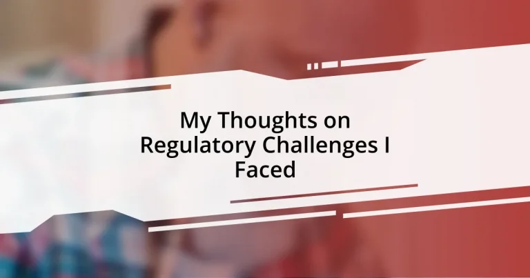 My Thoughts on Regulatory Challenges I Faced