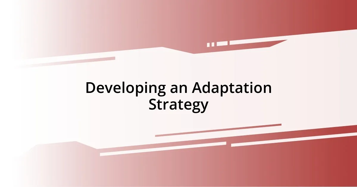 Developing an Adaptation Strategy