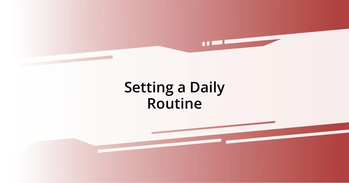 Setting a Daily Routine